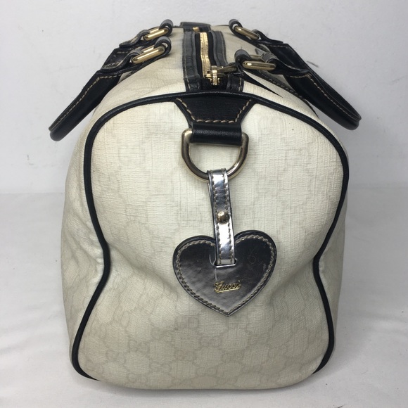 Authentic Gucci white Boston satchel bag coated canvas - Picture 7 of 16